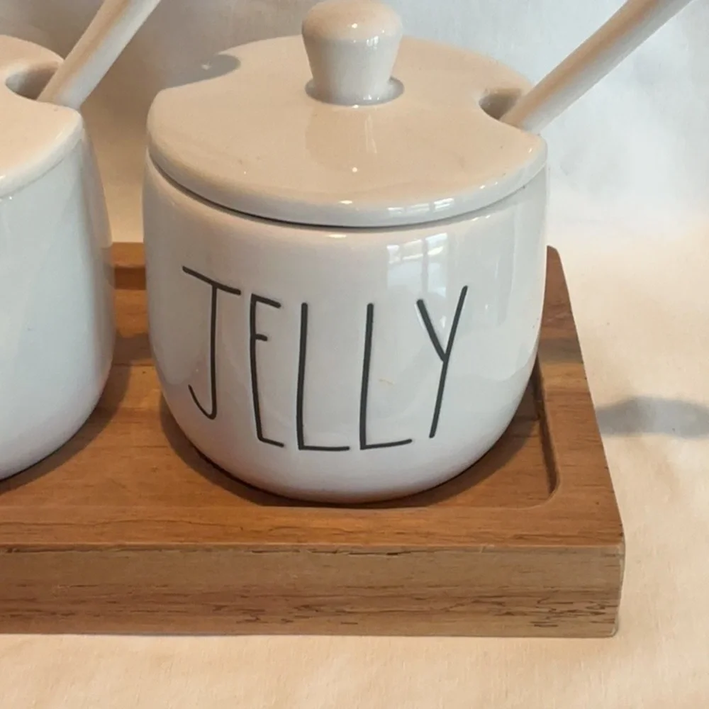 EUC - Rae Dunn Jam & Jelly Jar Set